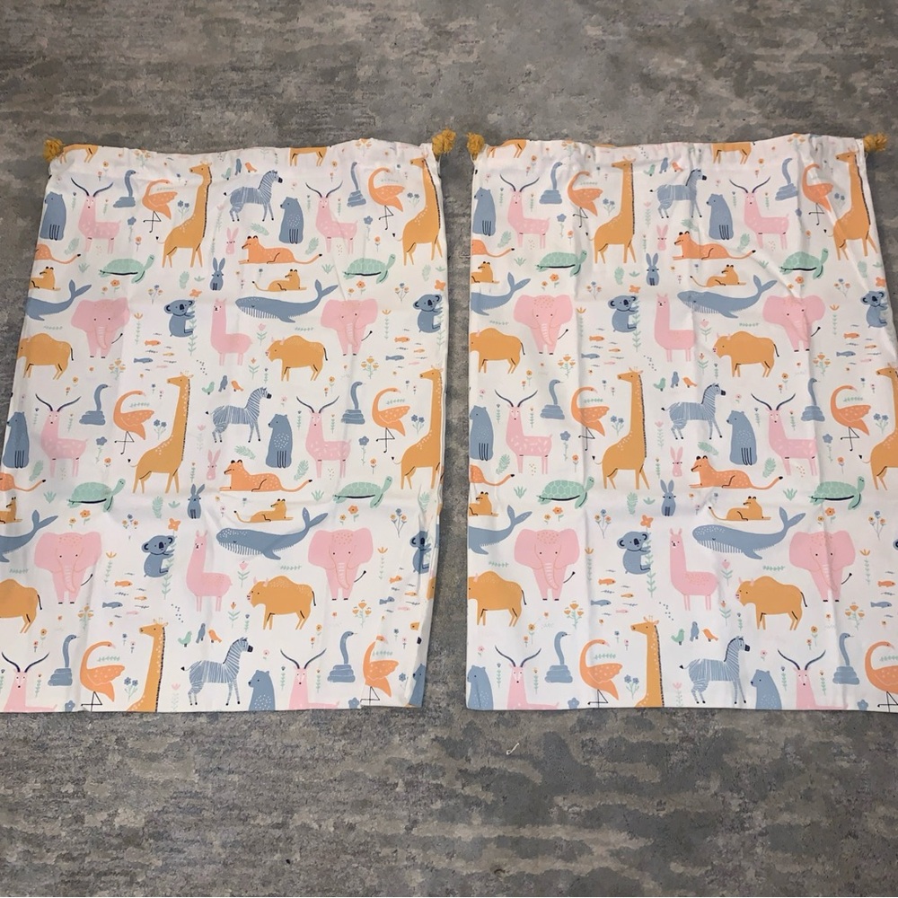 Baby Laundry Bags Animal Print Drawstring 17.5”x28” : 2 Bags